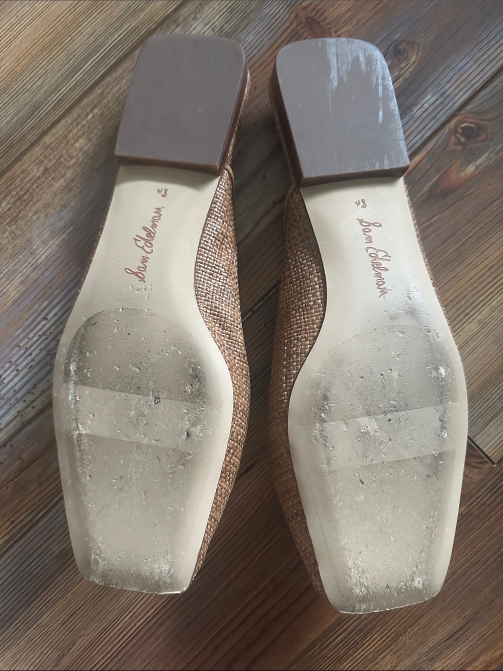 Sam Edelman Brown Woven Slide Mules with Gold Glitter Buckle 8.5 - Picture 2 of 5